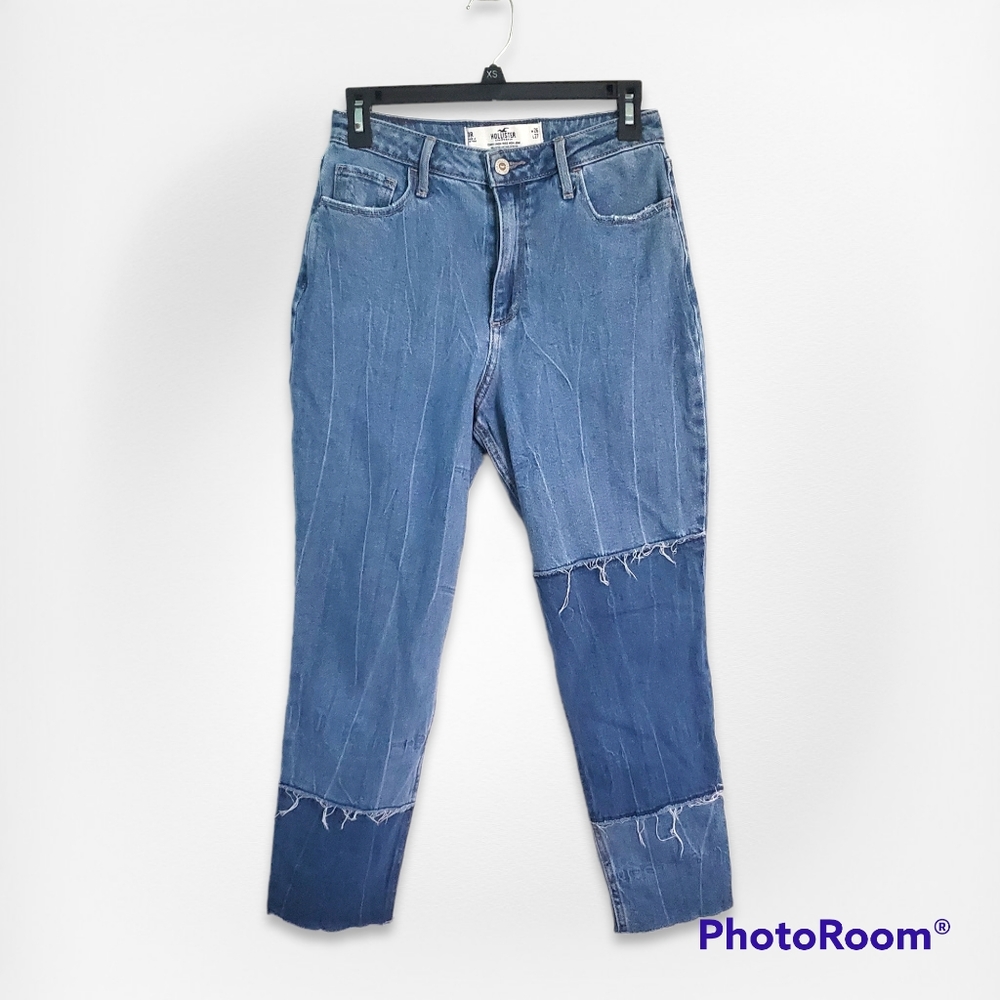 Hollister curvy high rise patchwork mom jeans, size 3 (26)